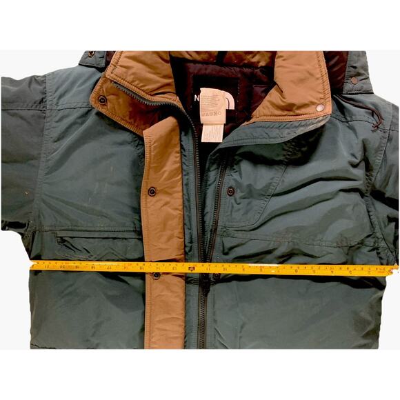 Vtg 90s The North Face Goose Down Jacket Hooded Green Puffer Parka TNF Mens M - Picture 6 of 11